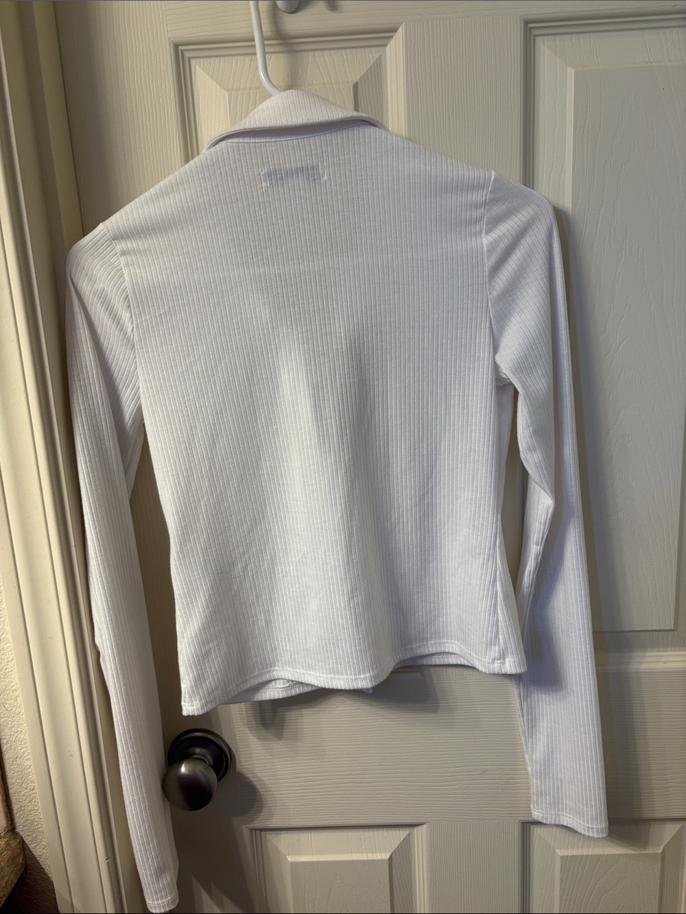 And Now This White Ribbed Button-Front Collared Top - Picture 3 of 5
